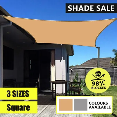 $61.99 • Buy Extra Heavy Duty Sun Shade Sail Cloth Canopy Outdoor Awning Square 98% UV Block 