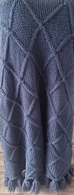 Next Navy Blue Chunky Cable Knit Throw  150x 200cm Rrp£100 • £50