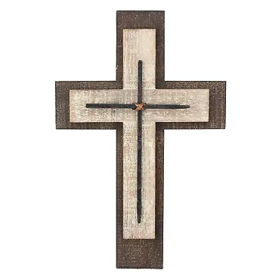 Decorative Worn White And Brown Wooden Hanging Wall Cross 15.7  X 10  • $33.95