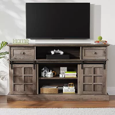 58  Farmhouse TV Stand For TVs Up To 65  Entertainment Center Media W/ Fireplace • $198.99