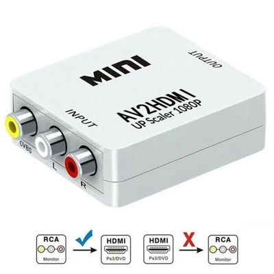 $6.50 • Buy RCA To HDMI,  1080P  Mini RCA Composite CVBS  AV To HDMI Converter Video Audio