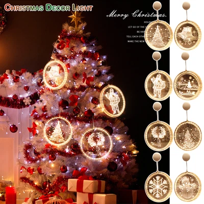 $14.81 • Buy Christmas Window Decoration Lights 3D-Effect Hanging Adhesive String Light USA