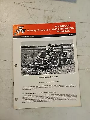 Vintage 1965 Massey Ferguson 139 Spring Tine Tiller Product Information Manual  • $11.66