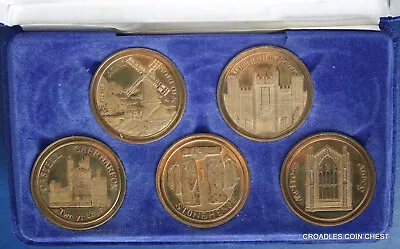 1975 Architectural Heritage Proof Medal Set Of 5 Cased Toned Bronze • $24.45