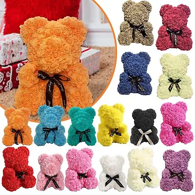 25cm Foam Rose Bear Flower Teddy Birthday Valentine Lovers Wedding Decor Gift • £9.50