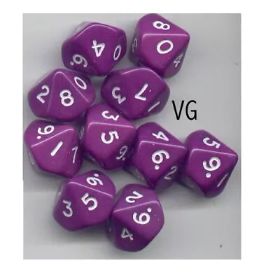 NEW RPG Dice Set Of 10D10 - Opaque Purple • $8.49