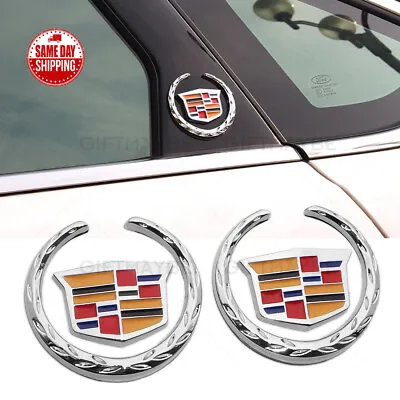 $14.99 • Buy 2pcs For Cadillac Fender Marker Door Logo Badge Emblem Car Decoration Sport V