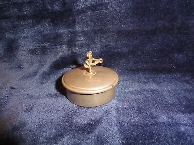 Vintage Sterling Empire Silver Pill Ring Box Tin Cherub Tiny 1.5  27.5 Grams • $42