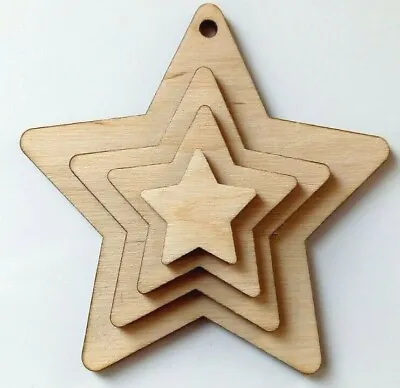 £2.24 • Buy 10 X Wooden Star Shape Craft Shape Blanks, Various Sizes