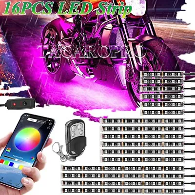 16PCS RGB Bluetooth Motorcycle LED Light Accent Glow Neon Strip APP Control Kit • $65.88