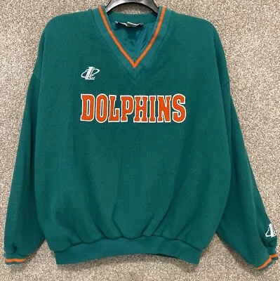 Logo Athletic NFL Pro Line Mens Miami Dolphins Lined V-Neck Sweatshirt Size XL  • $29.99