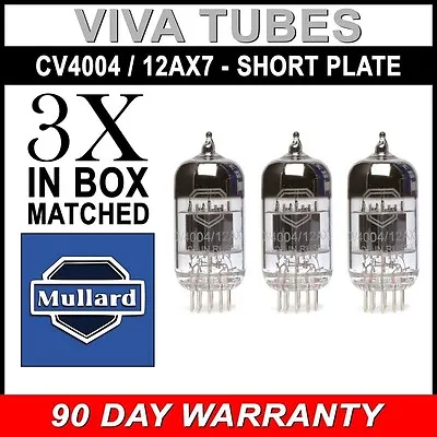 New Gain Matched Trio (3) Mullard Reissue CV4004 / 12AX7 Low Noise Vacuum Tubes • $94.53