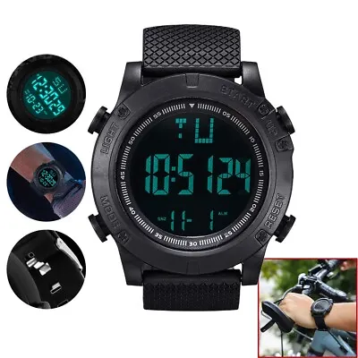 Waterproof Digital Sports Watch Military Tactical LED Backlight Wristwatch Men • $7.58