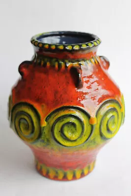 Rare JASBA Ceramic Vase Yellow Green Fat Lava Yellow 70s Emons Otto Red är Wgp • £38.47
