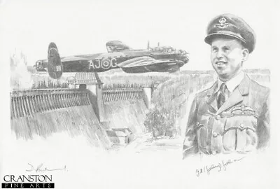 CREW SIGNED Original Drawing Dambuster 617 Squadron Lancaster Operation Chastise • £385