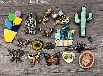 Costume Jewelry Pin Brooches Lot W. Multicolor Butterfly Floral Bird Plant Sun • $14.99