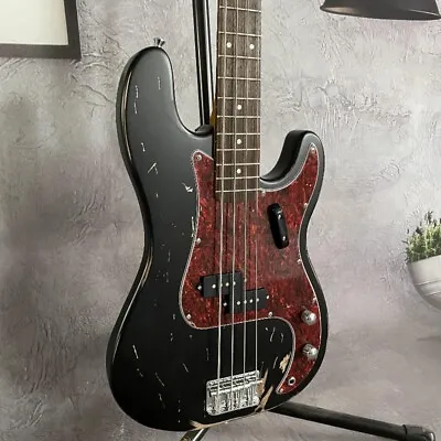 Vintage 1960 PB Bass Black Electric Bass Guitar HH Pickups 4 Strings Customized • $289