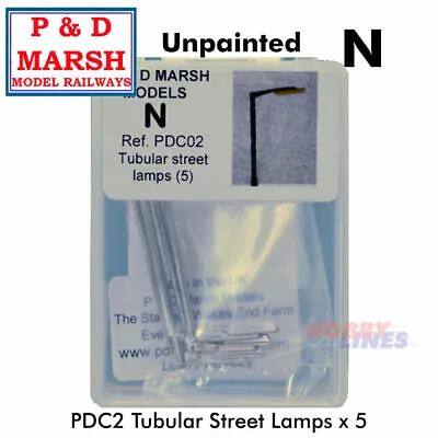 TUBULAR STREET LAMPS White Metal PD Marsh Unpainted N Gauge C2 • £3.83