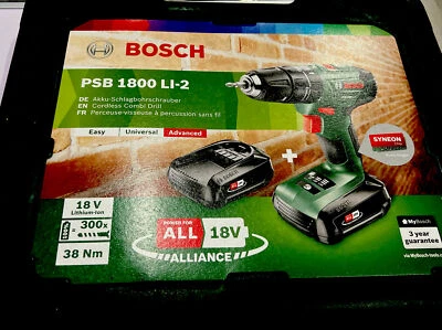 £72.50 • Buy Bosch PSB 18 Li-2 Cordless Hammer Drill (2 Battery Packs)