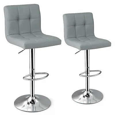 2Pcs Bar Stool PU Leather Bar Chairs Adjustable Kitchen Dining Stools W/Footrest • £74.95