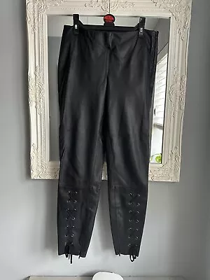 Zara Black Trousers Leggings Size S Lace Up • £1.99