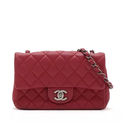 Chanel Mini Matelasse20 Lambskin Single Flap Single Chain Bag Red Gunmetal Metal • $2271.16
