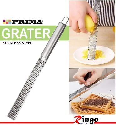 Long Grater Cheese Lemon Zester Carrot Orange Parmesan Nut Spice Stainless Steel • £3.49