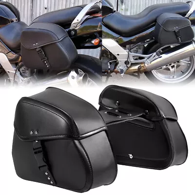 Motorcycle PU Leather Saddle Bags For Yamaha V Star 650 950 1100 1300 XVS Custom • $65.99