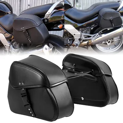 Motorcycle PU Side Saddle Bags For Yamaha Virago XV  500 535 700 750 920 1100 • $58.28