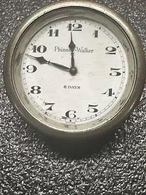 Antique 1912 Rim Wind Keyless PHINNEY WALKER Auto Car 8 Day Clock • $179