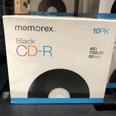 10 MEMOREX BLACK CD-R 48X WRITE SPEED 700mb - FACTORY SEALED • $14.99