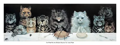 Louis  Wain About To Receive By Louis Wain Quality Print - Cats Table Cat Feline • £23.50