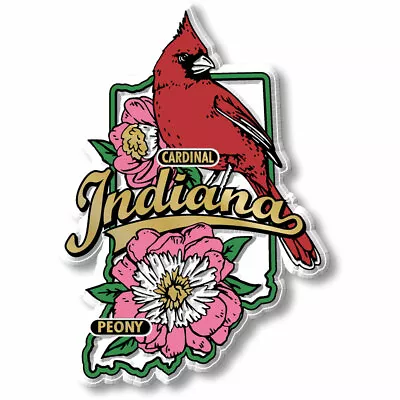 Indiana State Bird And Flower Map Magnet By Classic Magnets • $6.99