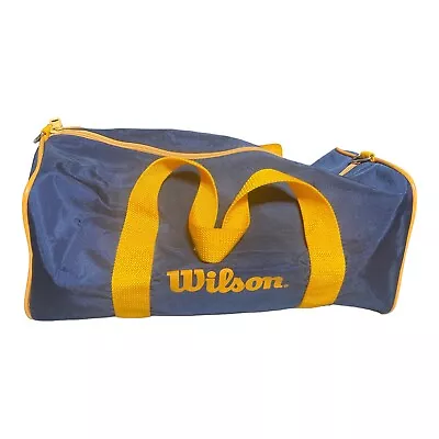 Vintage 90's Wilson Tennis Classic Duffle Bag Travel Gym Tote Navy Gold 14in • $14.99