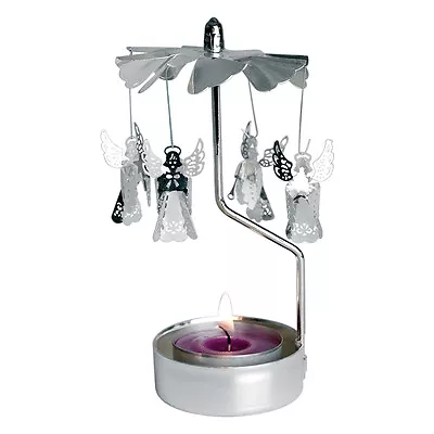£2.95 • Buy Dotcomgiftshop ROTATING SILVER ANGELS TEALIGHT HOLDER