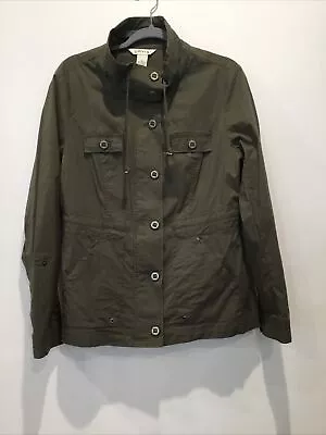 Orvis Military Full Zip Peplum Waist  Grunge Goth Jacket Women’s Olive Size 10 • £21.23