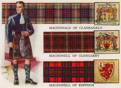 MacDonald Clanranald MacDonell Glengarry Keppoch. Scottish Clans Tartans 1957 • $8.70
