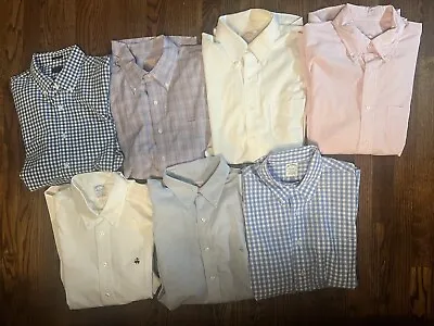 Lot Of 7 Men’s Dress Shirts Button Down Size Large-6 Brooks Brothers & 1 J Crew • $90
