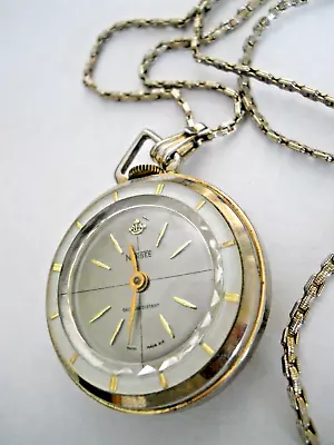 Vtg  Norbee  Swiss Made Manual Wind Pendant Watch On Chain-Antimagnetic-Works! • $24.95