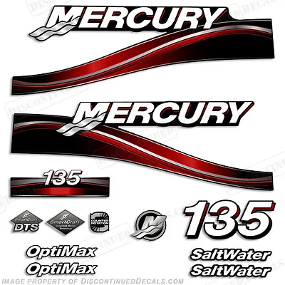 Fits Mercury 135hp  Optimax  Saltwater Decals - 2005 (Red) • $104.95