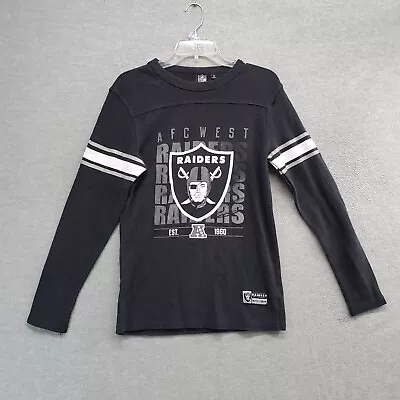 Oakland Raiders Women Top Medium Black Shirt Logo AFC West Graphic Waffle Knit • $13.20