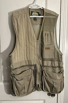 Cabela's Tan Vest Mens XL Pockets Zips Outdoor Fishing Hunting Safari Tactical • $11.98