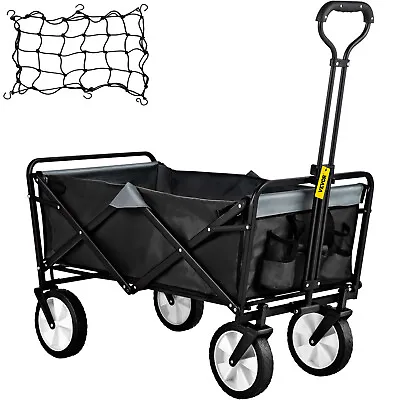 VEVOR Folding Wagon Cart Collapsible Folding Garden Cart W/ Shade Beach Utility • $68.99