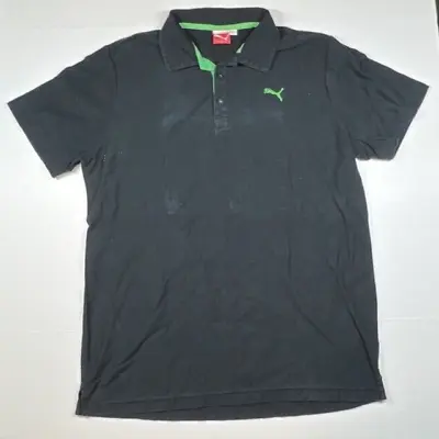 Puma Polo Large Black Green Logo Short Sleeve Mens 100% Cotton • $19.95