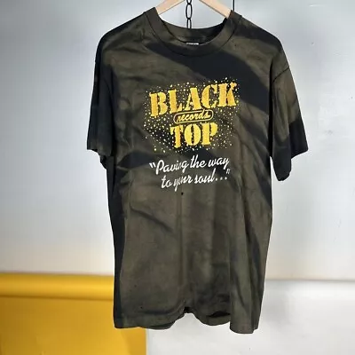 Vintage 90s Black Top Records Sun Faded T Shirt • $39.99