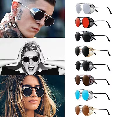 $14.29 • Buy Steampunk Round Sunglasses Retro Mens Women Outdoor Shades Shield Glasses UV400