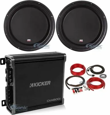 2) MTX 3512-04S 12  Shallow Slim Subwoofers + Kicker Mono Amplifier + Amp Kit • $537.48