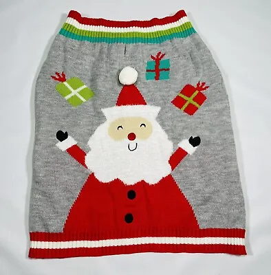 $14.99 • Buy Dog Sweater Gray Jolly Happy Santa Claus Christmas Holiday Pet Costume Large