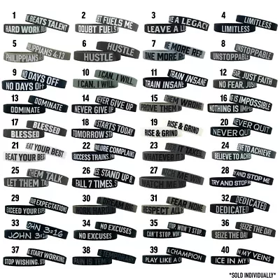 MOTIVATIONAL WRISTBANDS - Wear Your Motivation! 75 Options - 3 Sizes!  • $5.99