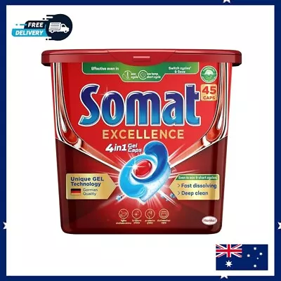 Somat Excellence 4-in-1 Dishwasher Capsules (45 Pack) Dishwashing Tablets • $35.89